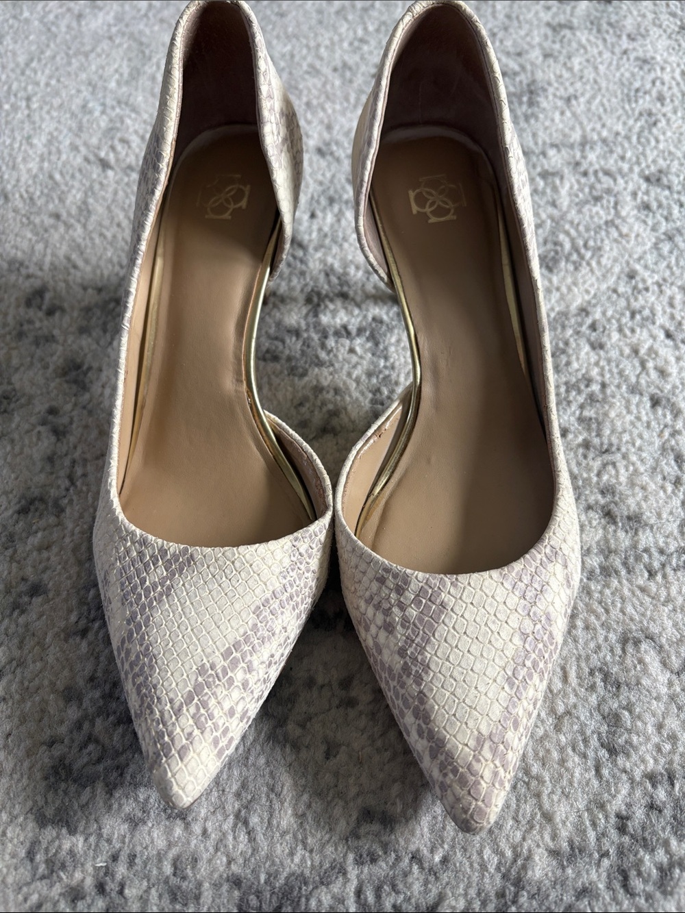 Ann Taylor suede snake print pumps